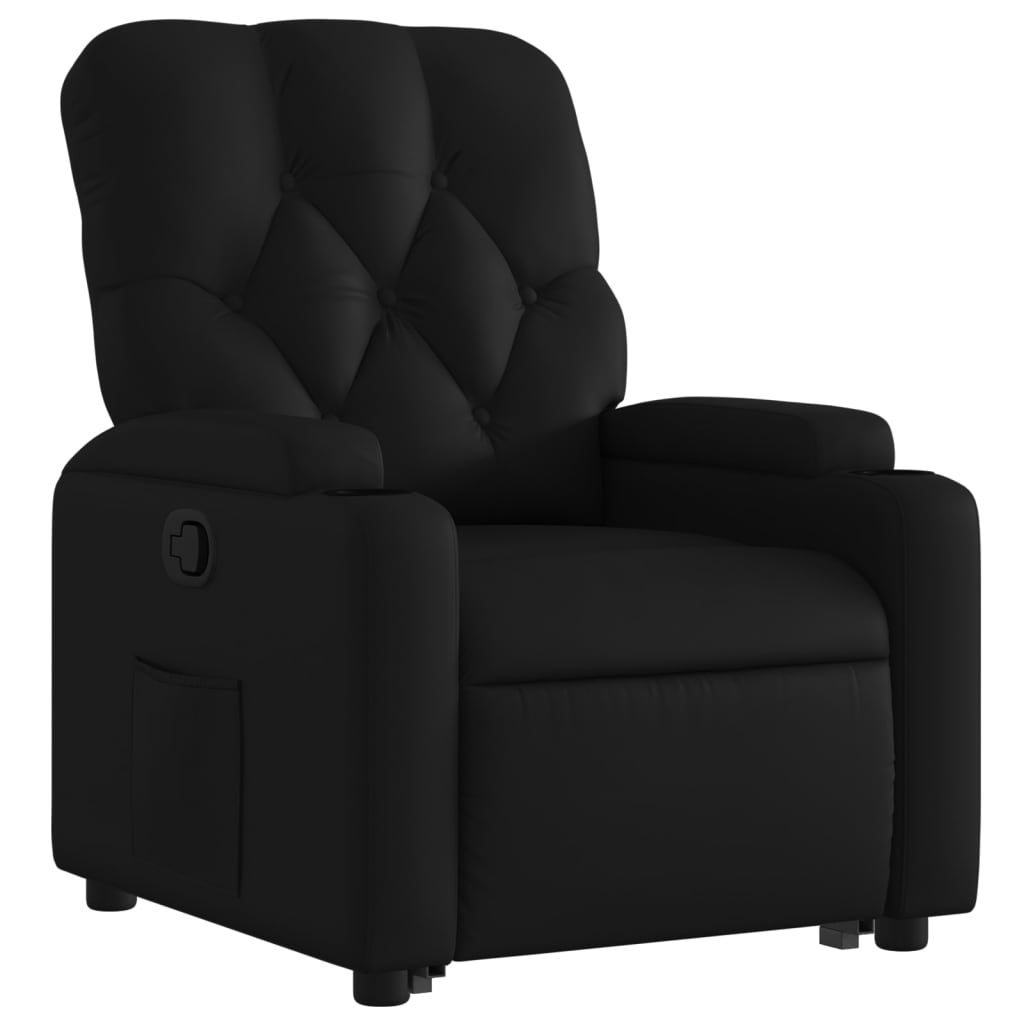 vidaXL Sillón reclinable elevable cuero artificial negro