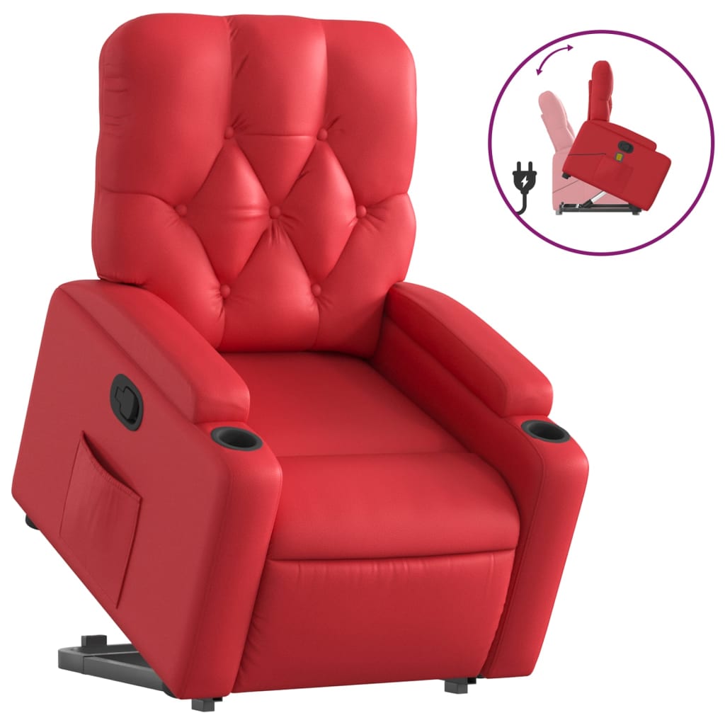 vidaXL Sillón reclinable elevable cuero artificial rojo