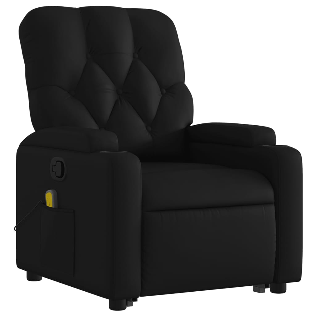 vidaXL Sillón reclinable de masaje de pie cuero artificial negro