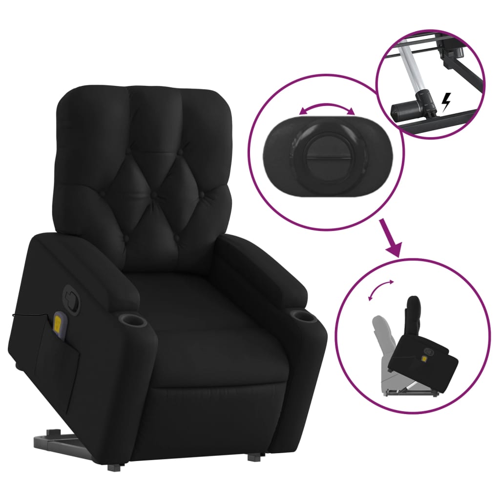 vidaXL Sillón reclinable de masaje de pie cuero artificial negro