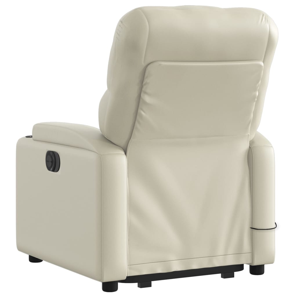 vidaXL Sillón reclinable de masaje de pie cuero artificial color crema