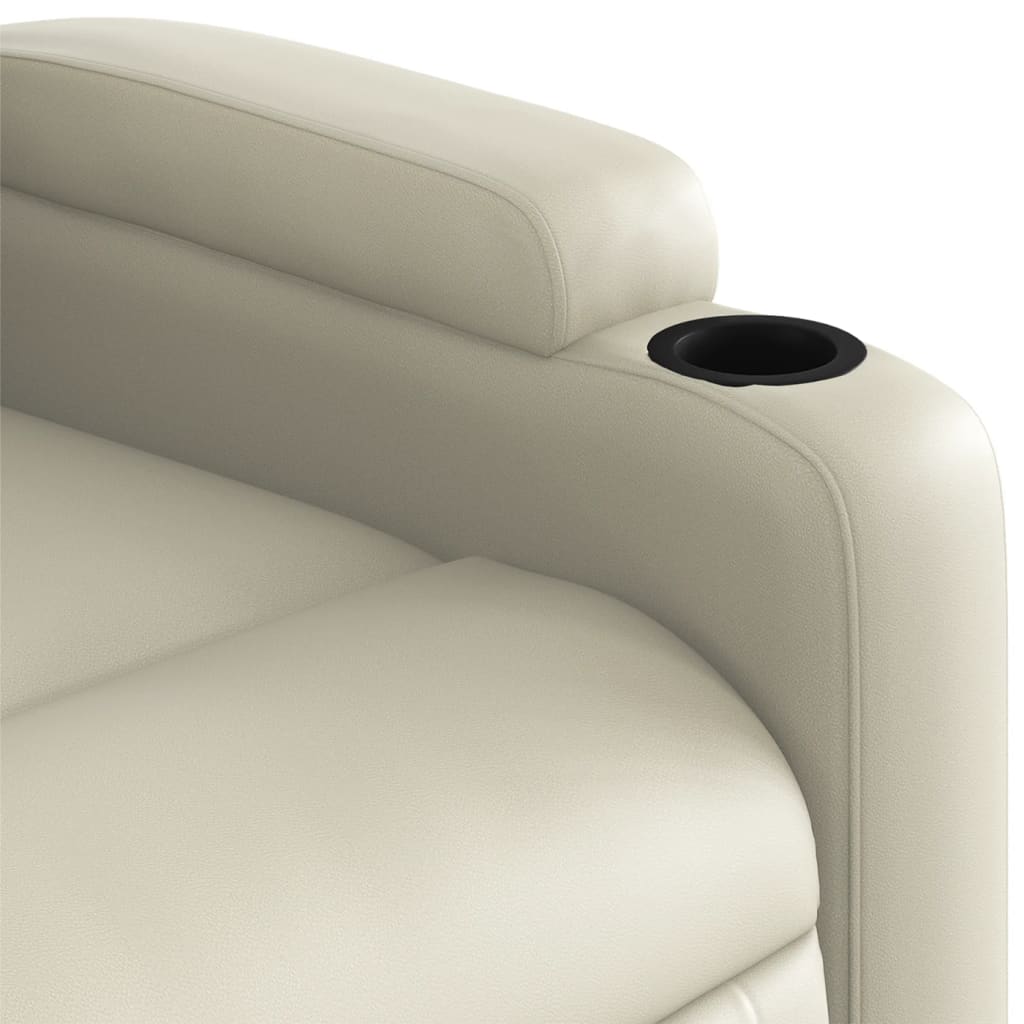 vidaXL Sillón reclinable de masaje de pie cuero artificial color crema