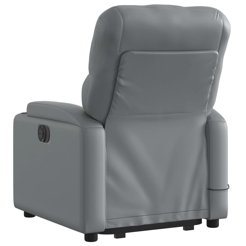 vidaXL Sillón reclinable de masaje de pie cuero artificial gris