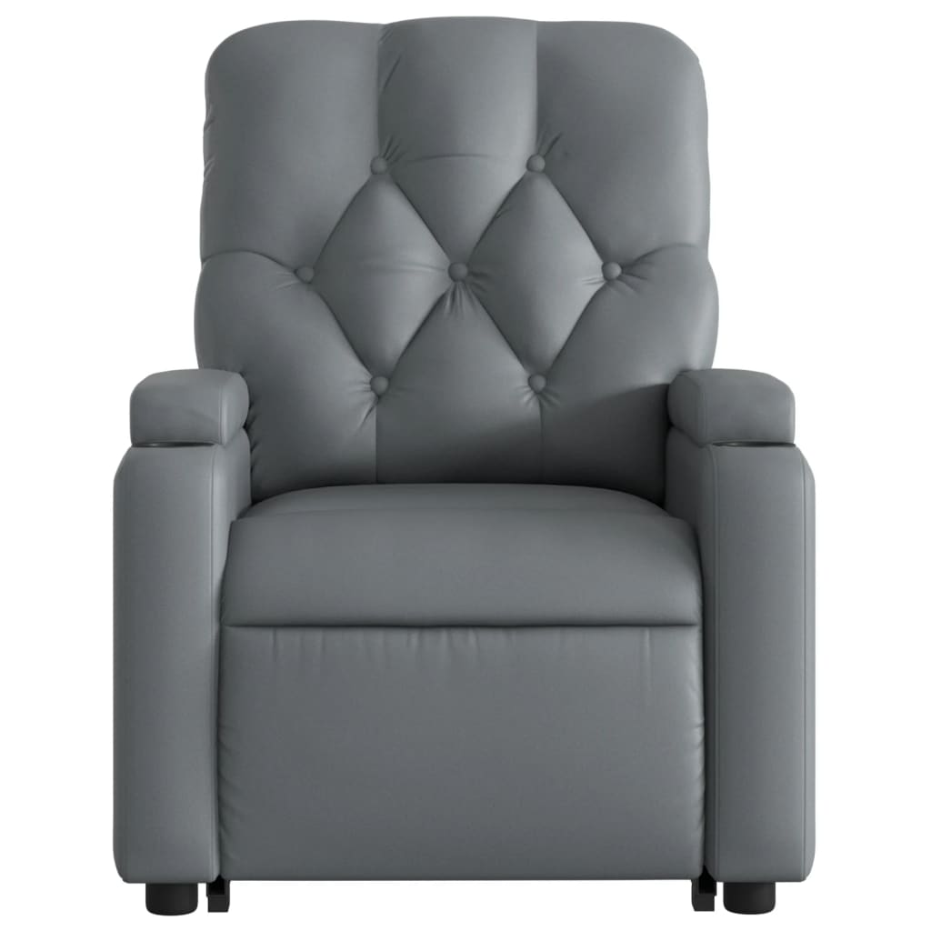 vidaXL Sillón reclinable de masaje de pie cuero artificial gris