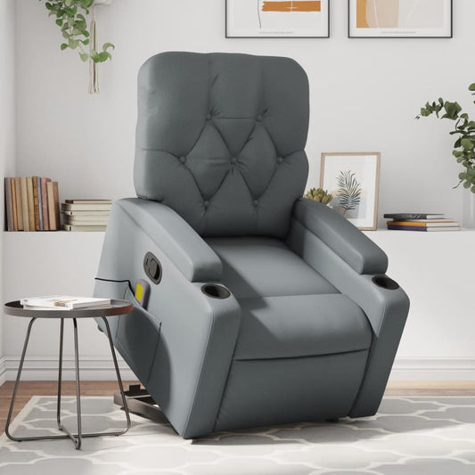 vidaXL Sillón reclinable de masaje de pie cuero artificial gris