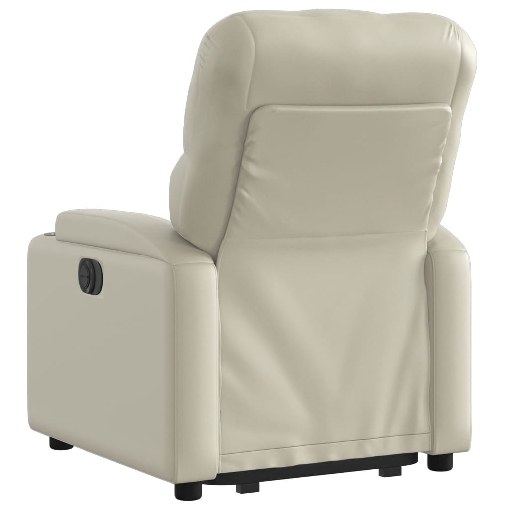 vidaXL Sillón reclinable elevable eléctrico de cuero sintético crema