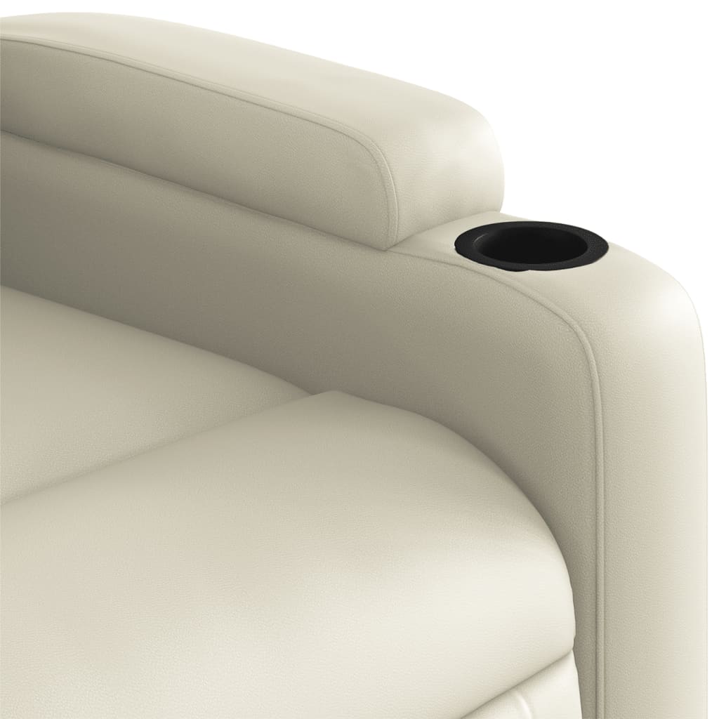 vidaXL Sillón reclinable elevable eléctrico de cuero sintético crema