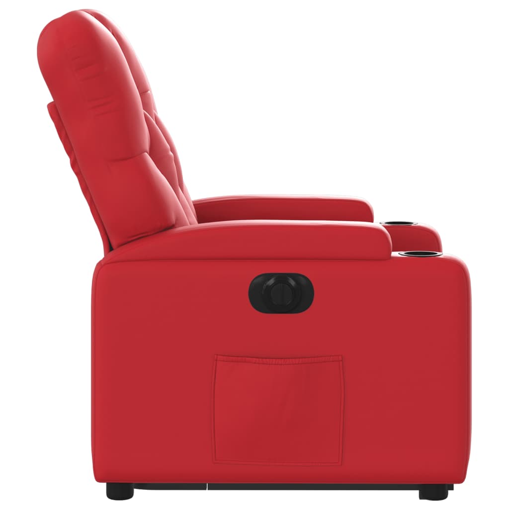 vidaXL Sillón elevable eléctrico cuero artificial rojo