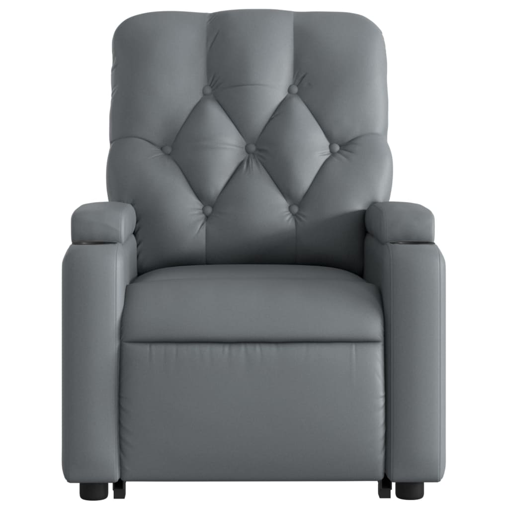 vidaXL Sillón de masaje elevable eléctrico cuero sintético gris