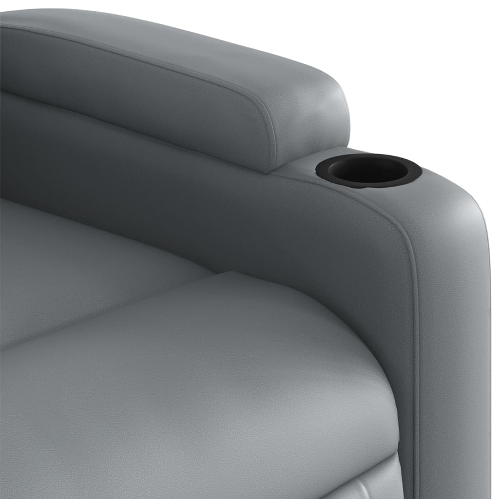 vidaXL Sillón de masaje elevable eléctrico cuero sintético gris