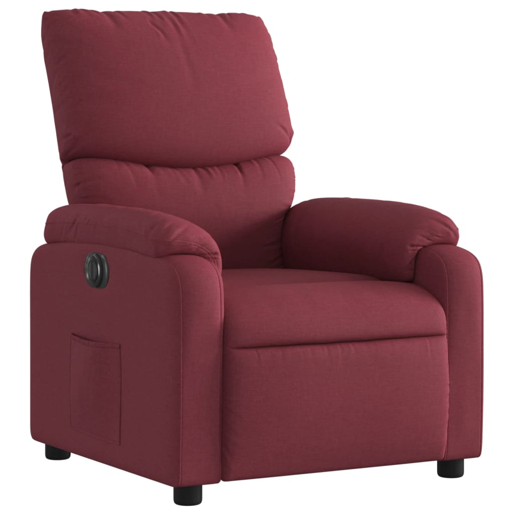 vidaXL Sillón reclinable eléctrico tela rojo tinto