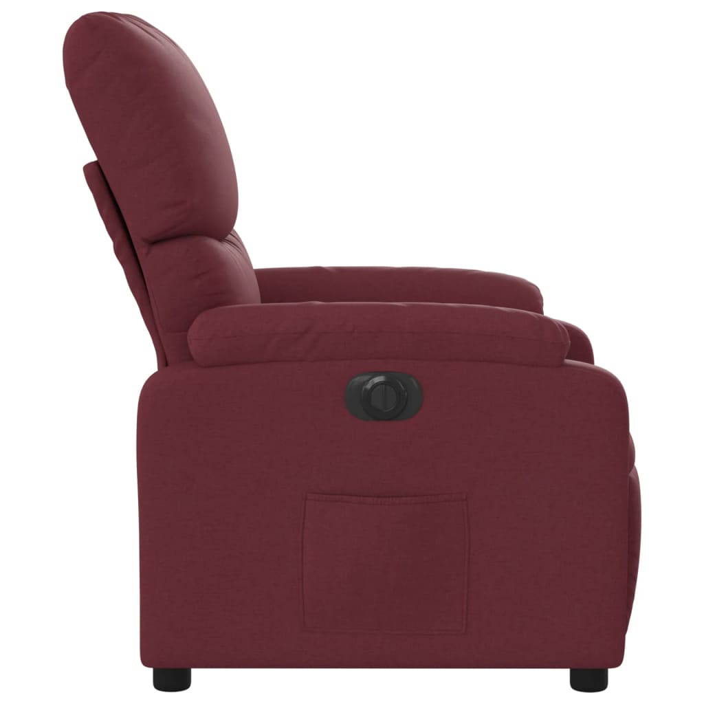 vidaXL Sillón reclinable eléctrico tela rojo tinto