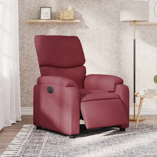 vidaXL Sillón reclinable eléctrico tela rojo tinto