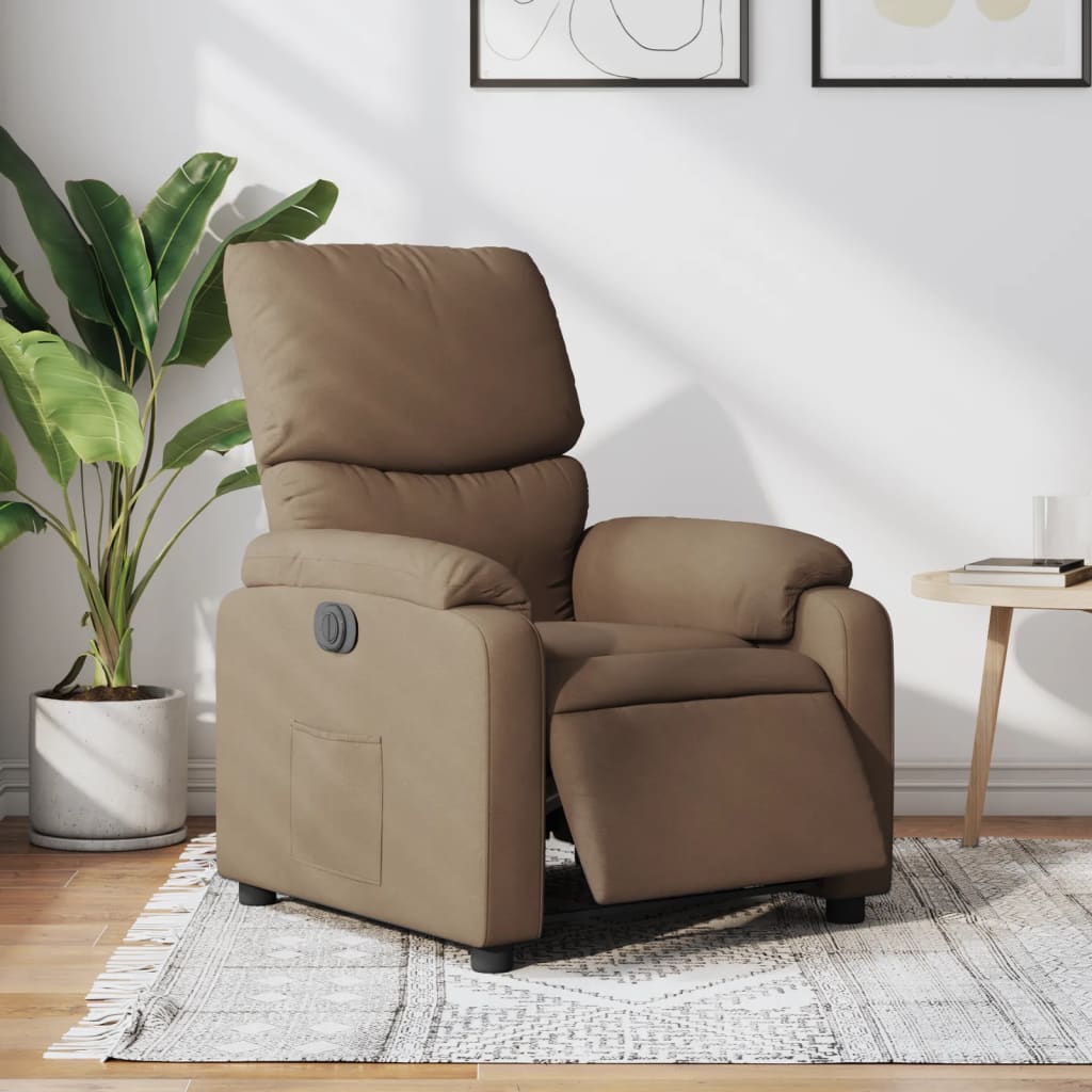 vidaXL Sillón reclinable eléctrico de tela marrón