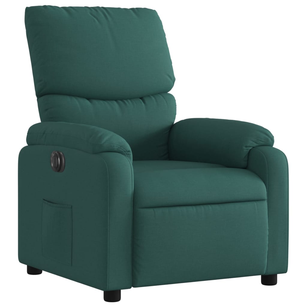 vidaXL Sillón reclinable eléctrico tela verde oscuro