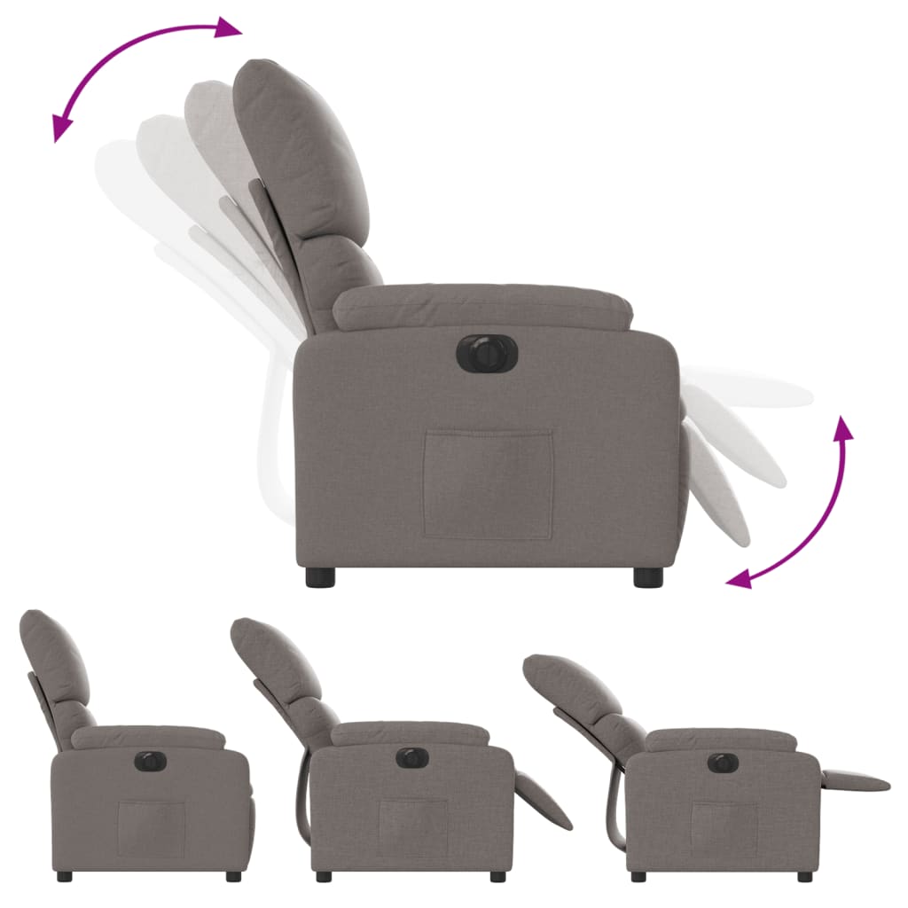 vidaXL Sillón reclinable eléctrico tela gris taupé