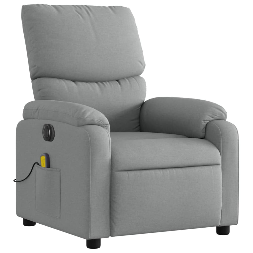 vidaXL Sillón reclinable de masaje eléctrico tela gris claro