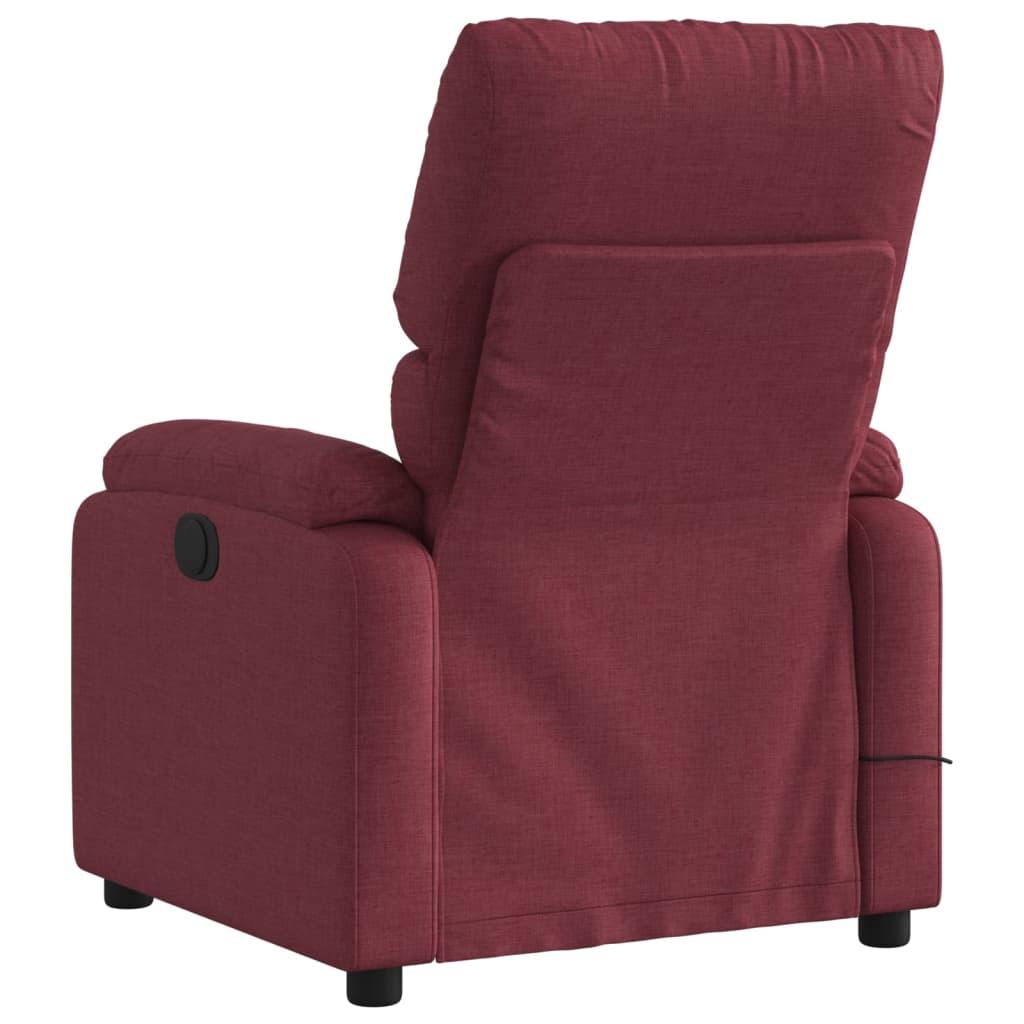 vidaXL Sillón de masaje reclinable eléctrico tela rojo tinto