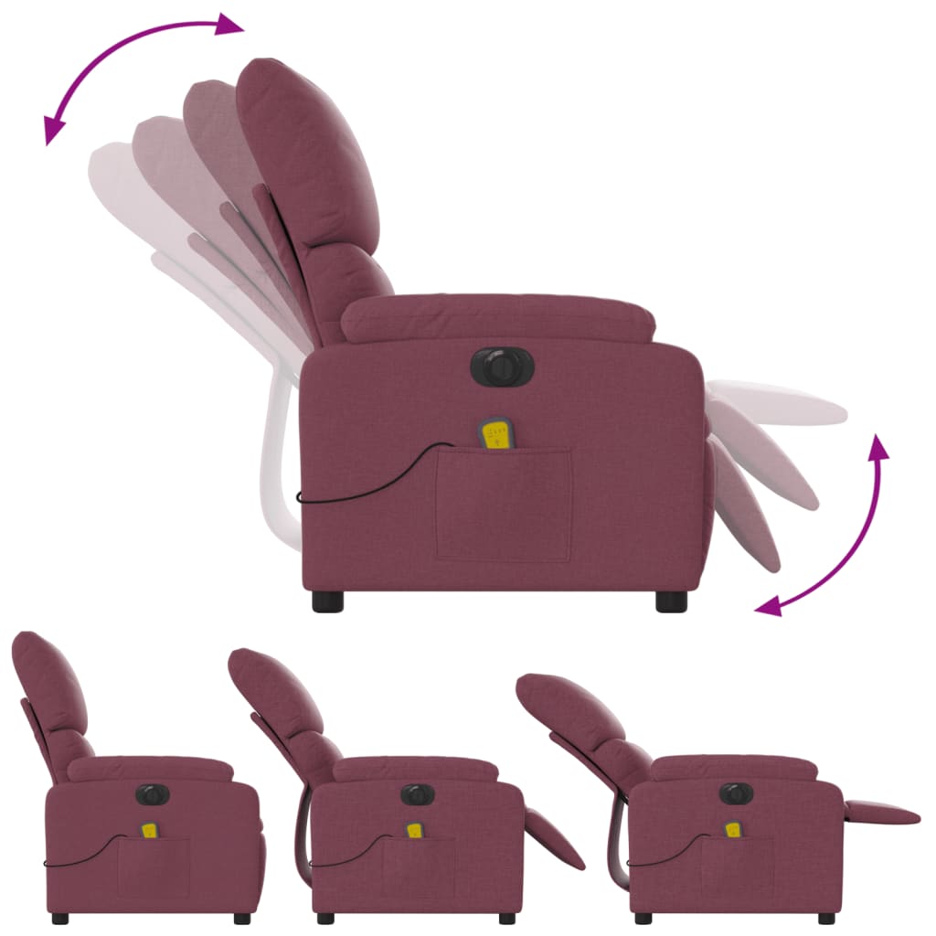 vidaXL Sillón reclinable de masaje eléctrico tela morado