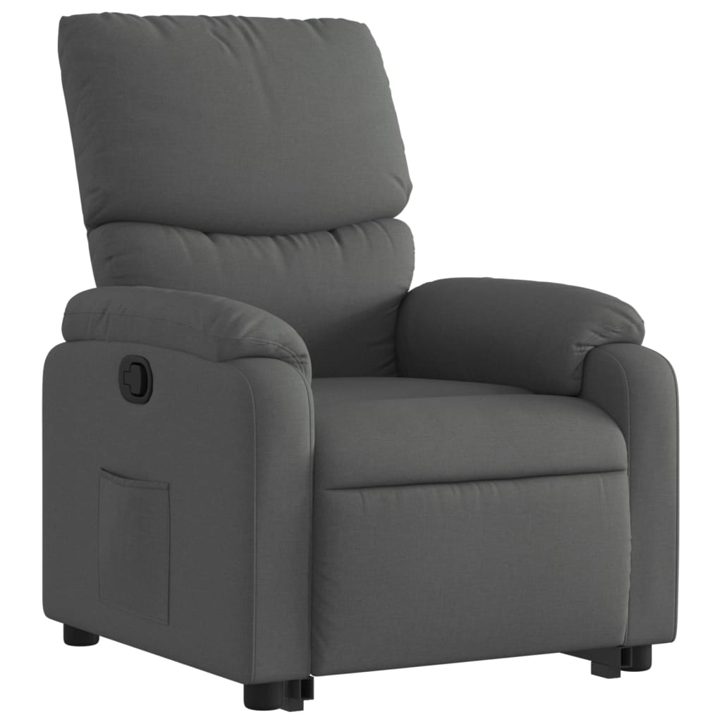 vidaXL Sillón reclinable elevable de tela gris oscuro