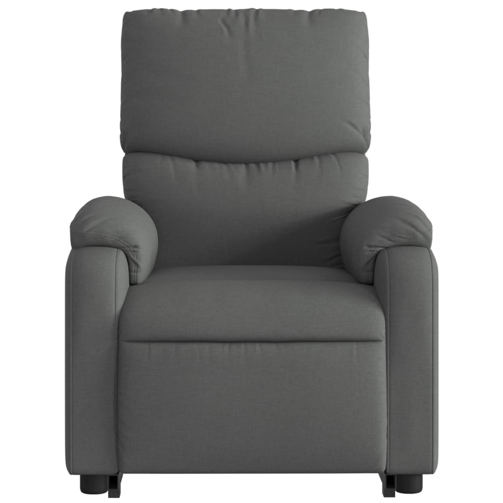 vidaXL Sillón reclinable elevable de tela gris oscuro