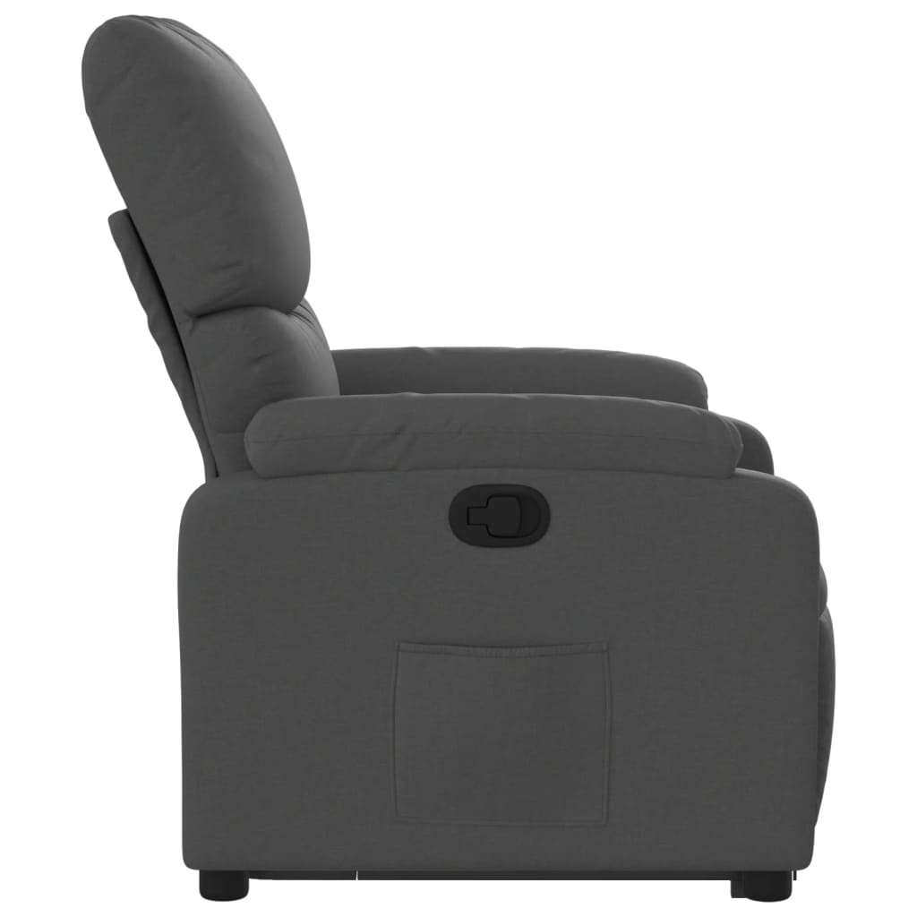 vidaXL Sillón reclinable elevable de tela gris oscuro