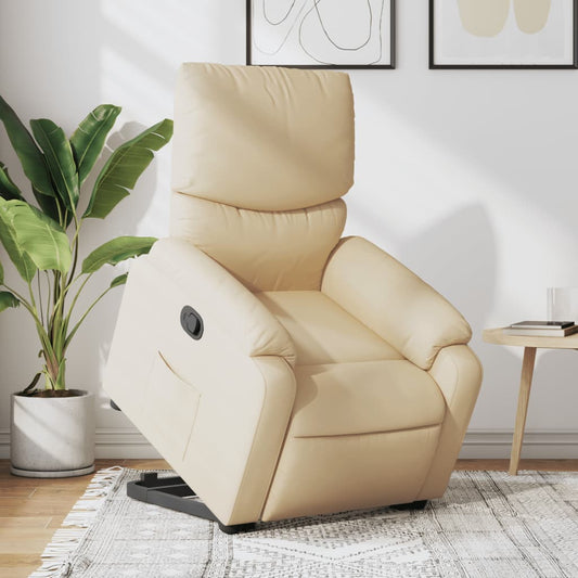 vidaXL Sillón reclinable elevable de tela color crema