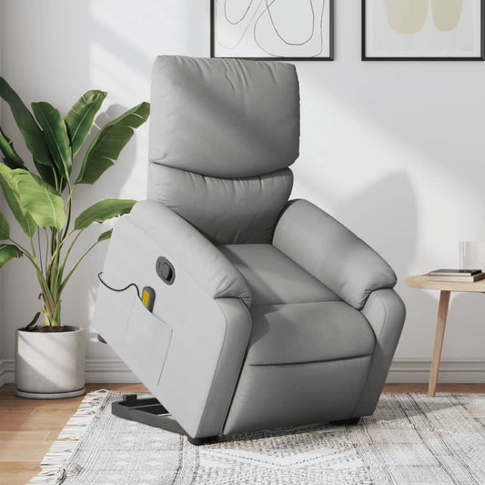 vidaXL Sillón de masaje reclinable de pie de tela gris claro