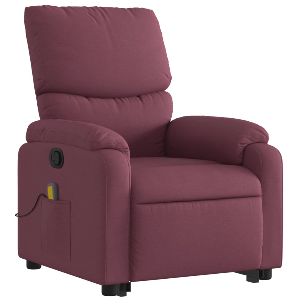 vidaXL Sillón reclinable de masaje elevable tela morado