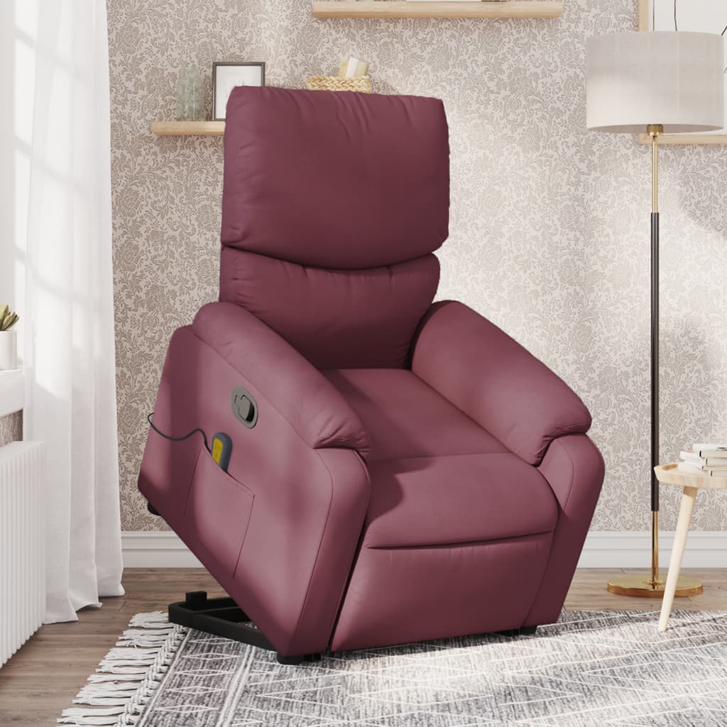 vidaXL Sillón reclinable de masaje elevable tela morado