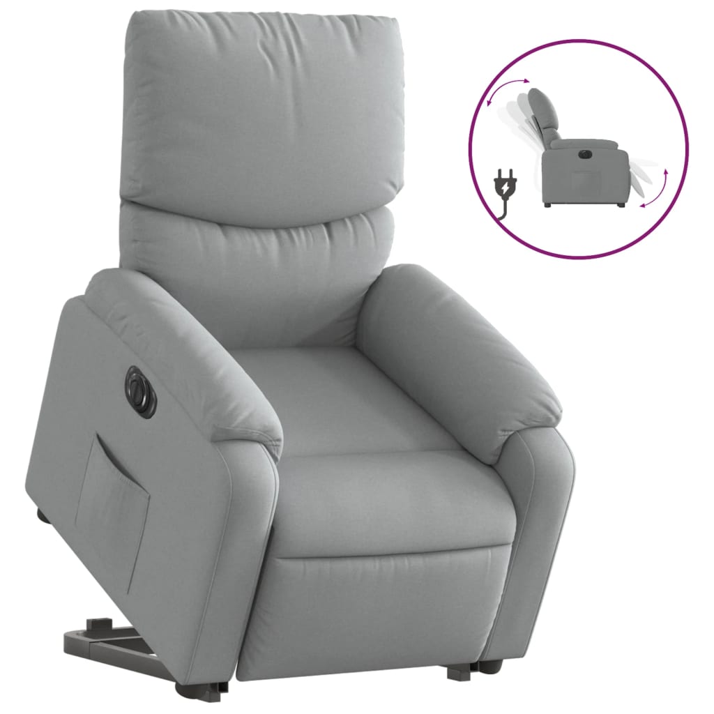 vidaXL Sillón eléctrico reclinable elevable de tela gris claro