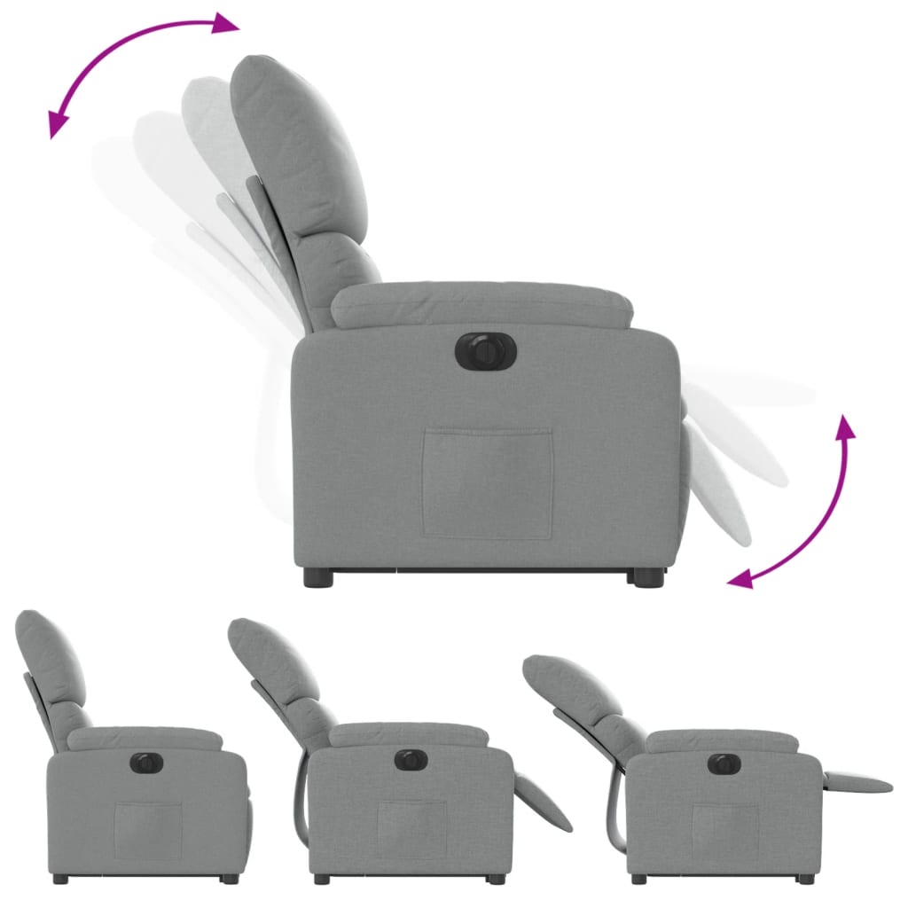 vidaXL Sillón eléctrico reclinable elevable de tela gris claro