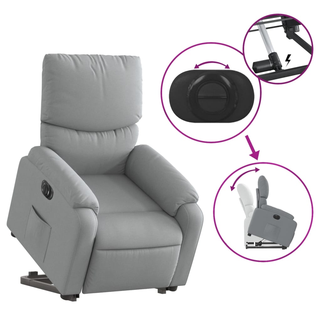 vidaXL Sillón eléctrico reclinable elevable de tela gris claro