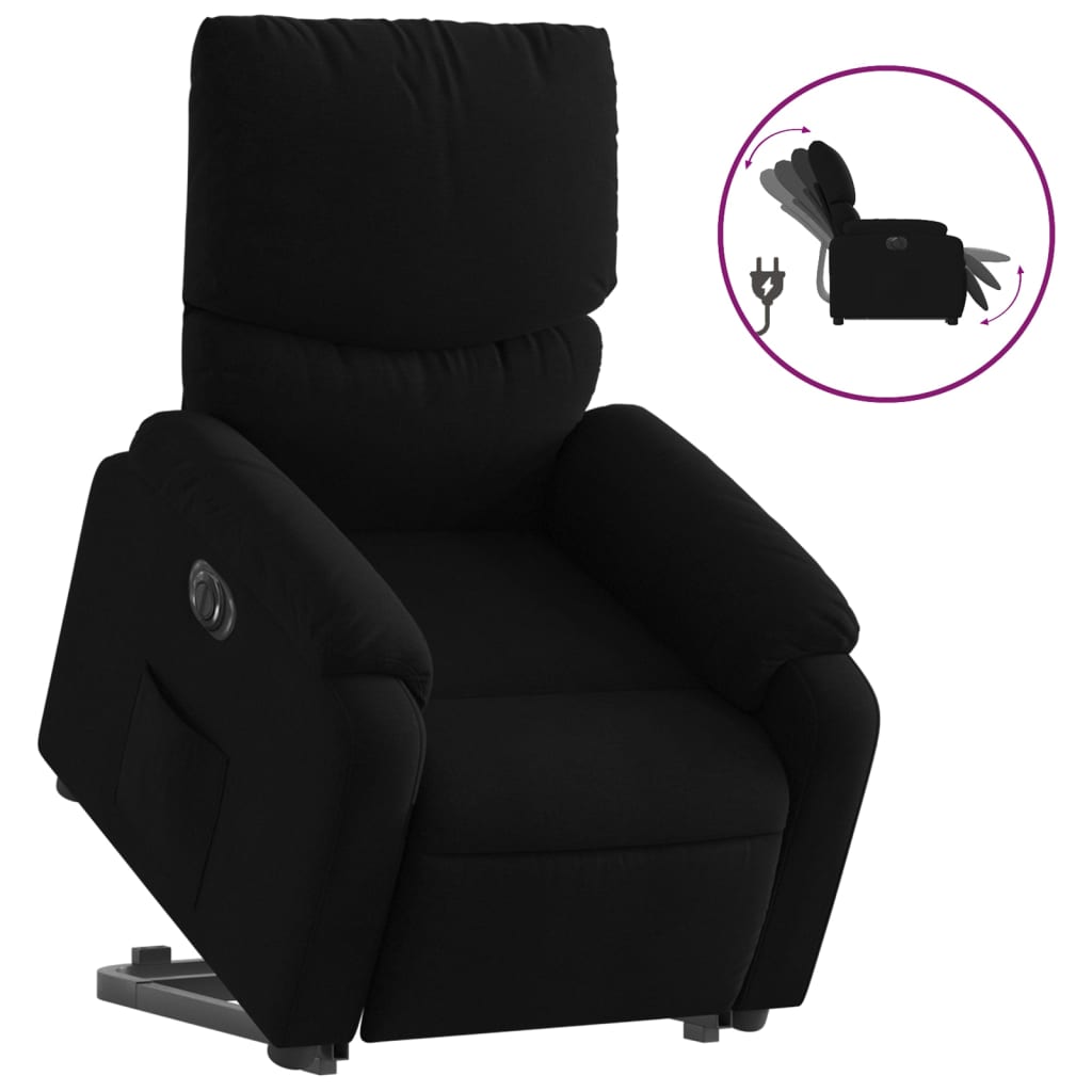 vidaXL Sillón eléctrico reclinable elevable de tela negro