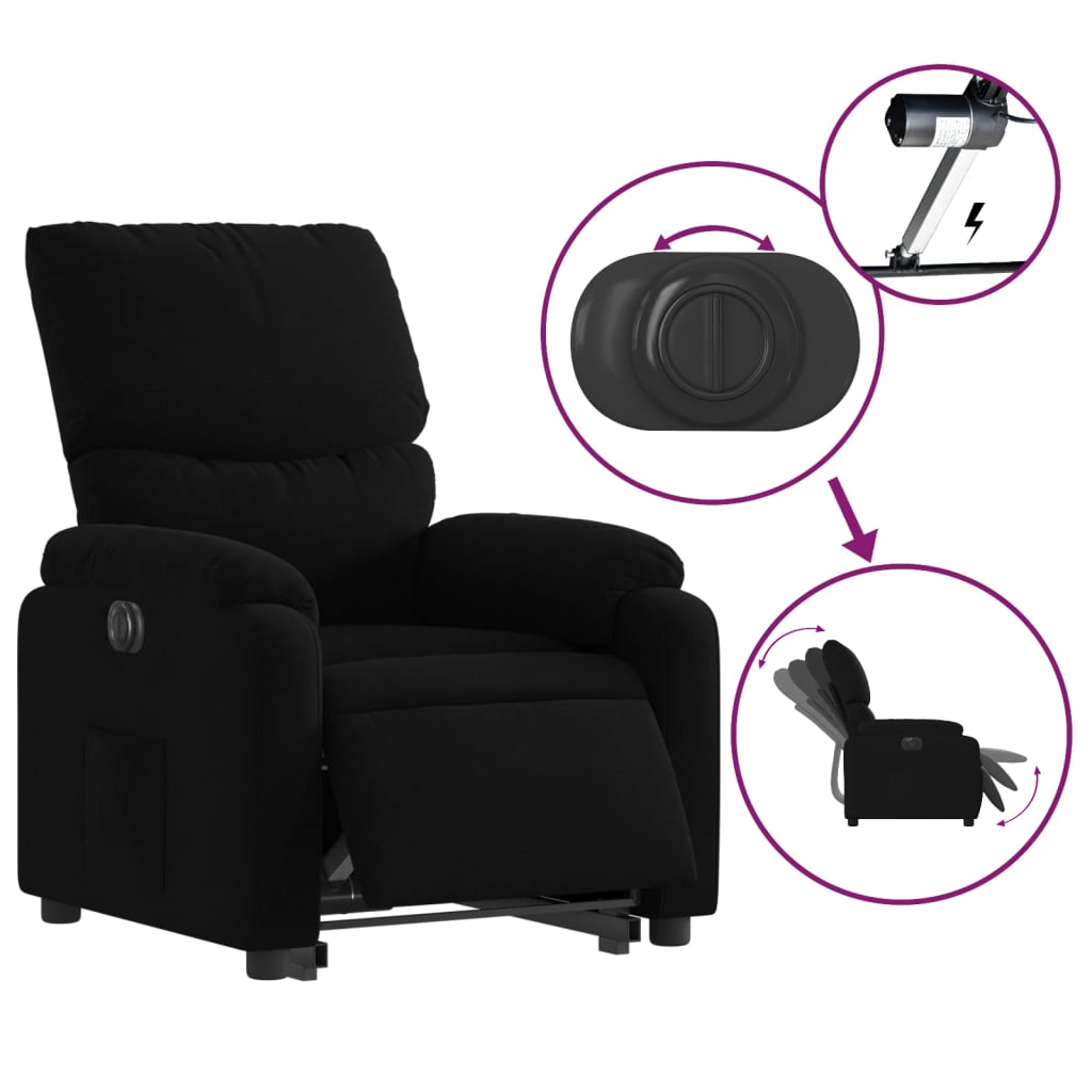 vidaXL Sillón eléctrico reclinable elevable de tela negro