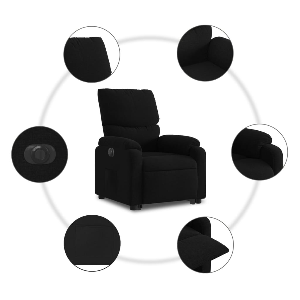 vidaXL Sillón eléctrico reclinable elevable de tela negro