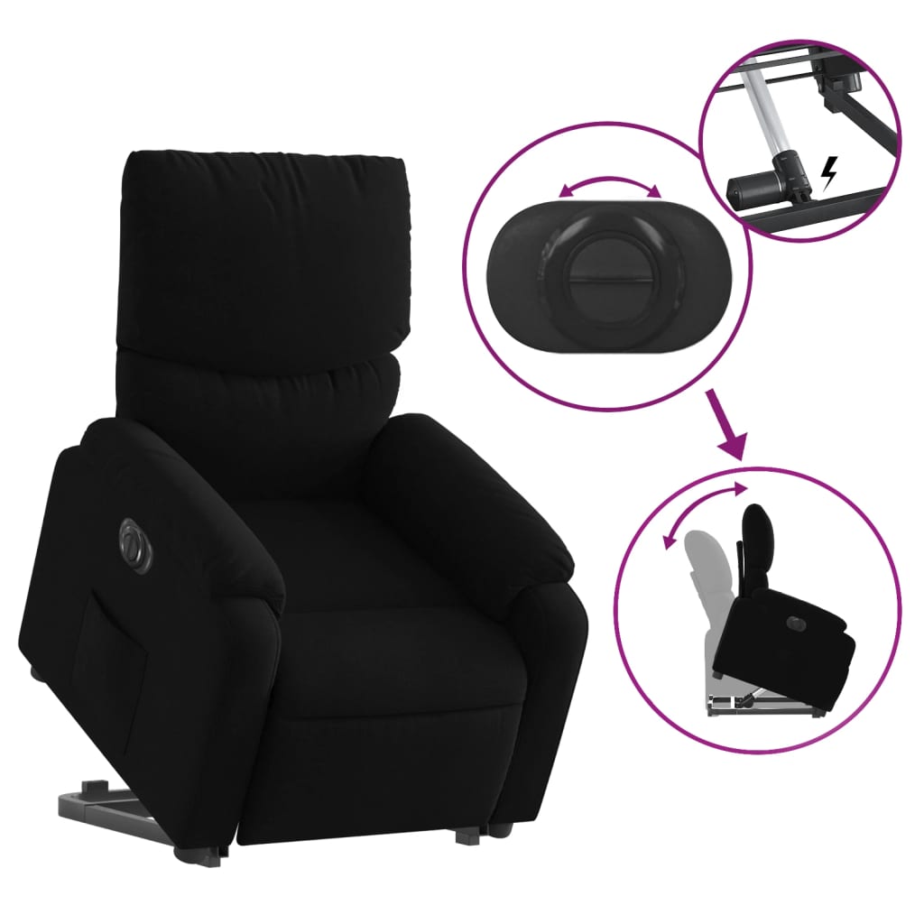 vidaXL Sillón eléctrico reclinable elevable de tela negro