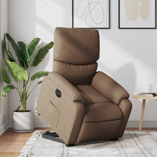 vidaXL Sillón eléctrico reclinable elevable de tela marrón