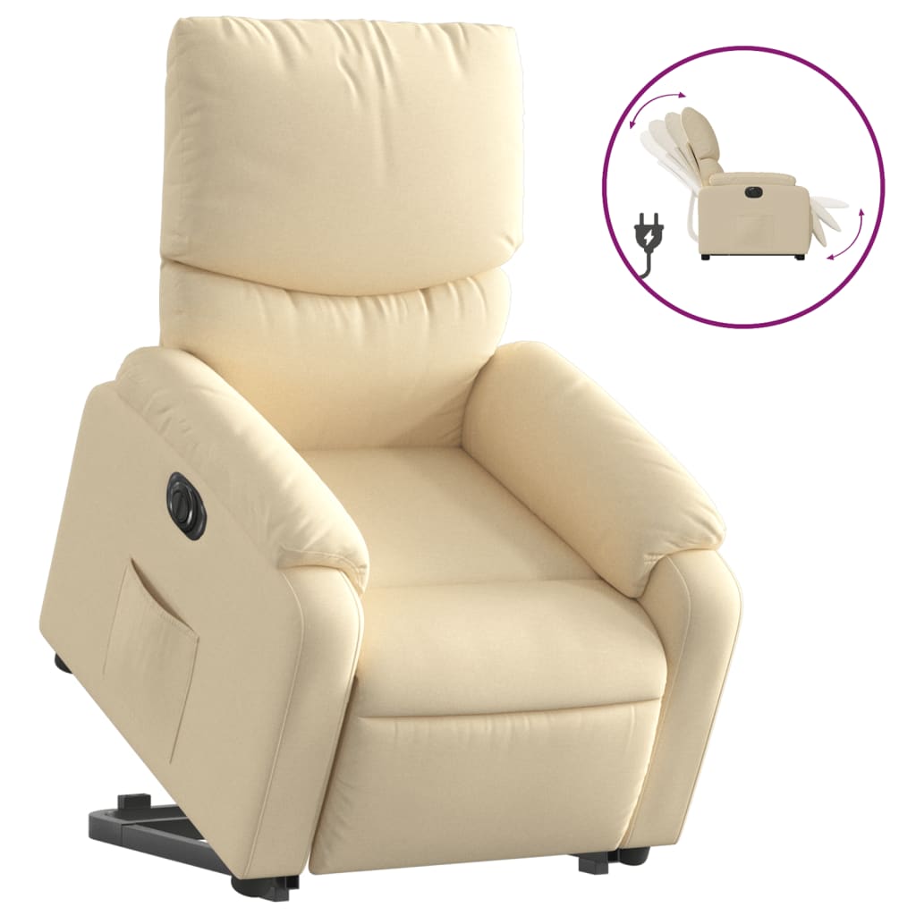 vidaXL Sillón eléctrico reclinable elevable de tela color crema