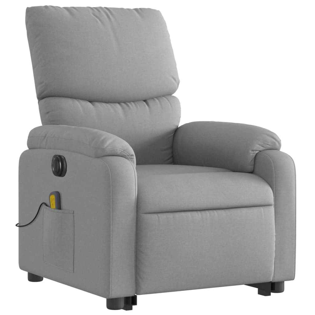 vidaXL Sillón de masaje eléctrico reclinable elevable tela gris claro