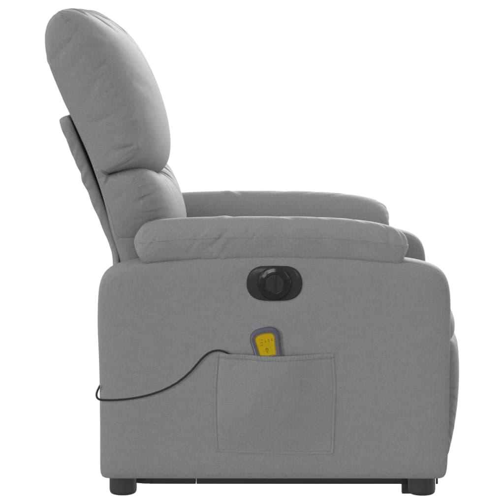 vidaXL Sillón de masaje eléctrico reclinable elevable tela gris claro