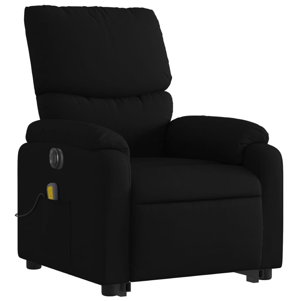 vidaXL Sillón de masaje eléctrico reclinable elevable tela negro