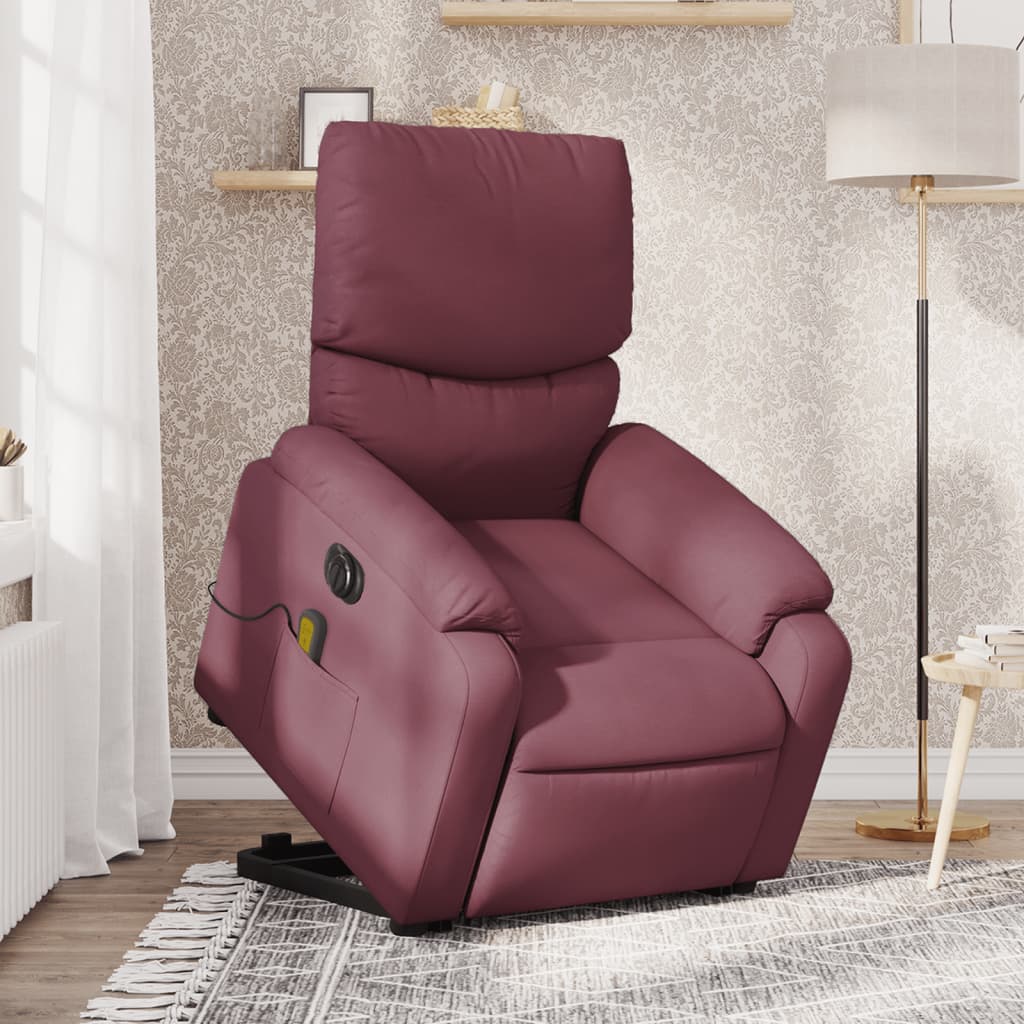 vidaXL Sillón de masaje eléctrico reclinable elevable tela morado