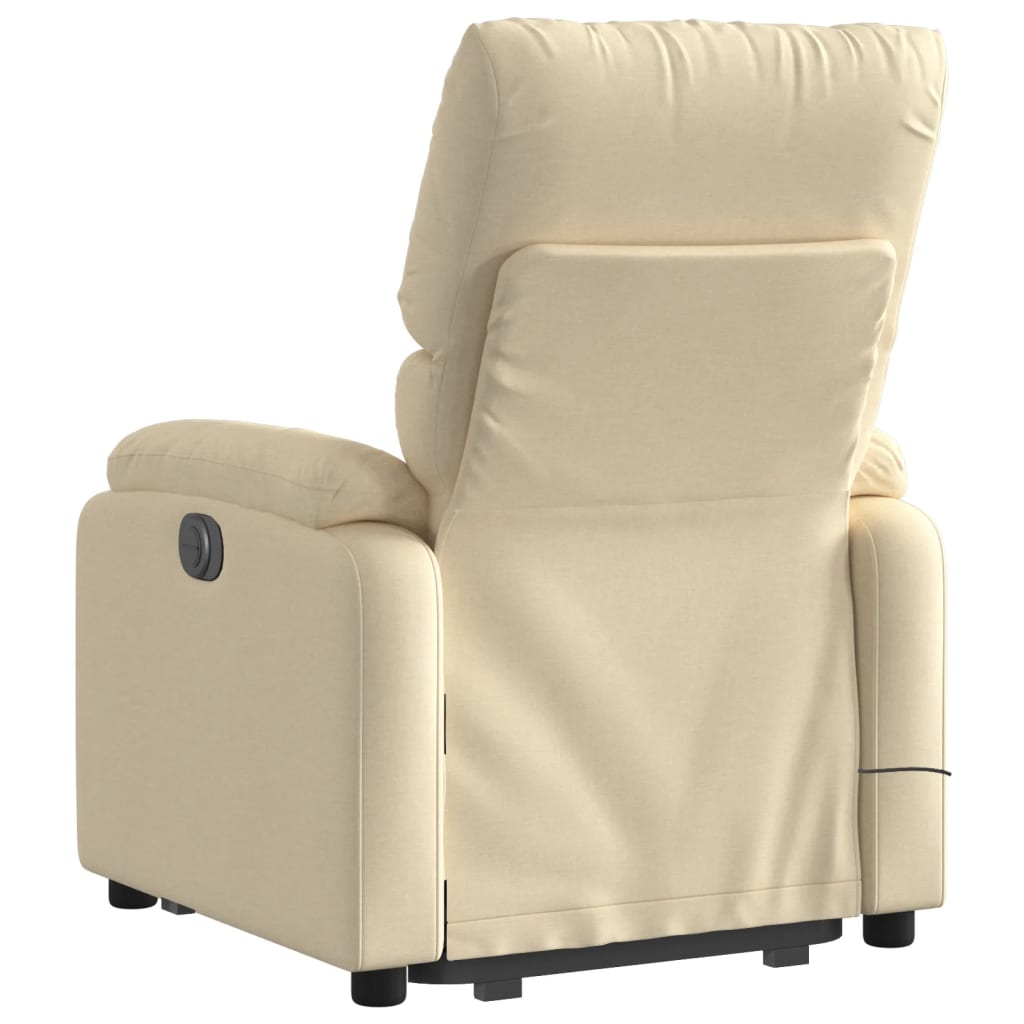 vidaXL Sillón de masaje eléctrico reclinable elevable tela crema