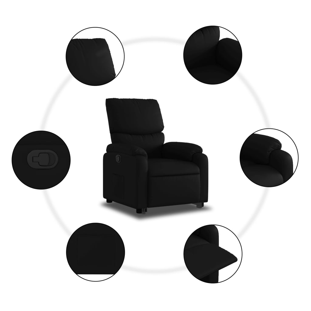 vidaXL Sillón reclinable elevable cuero artificial negro