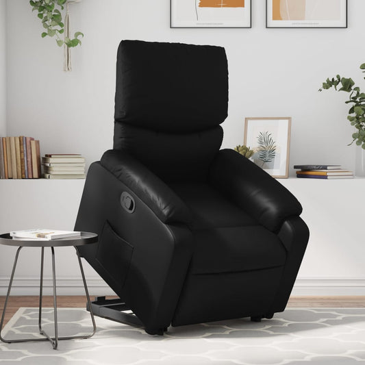 vidaXL Sillón reclinable elevable cuero artificial negro