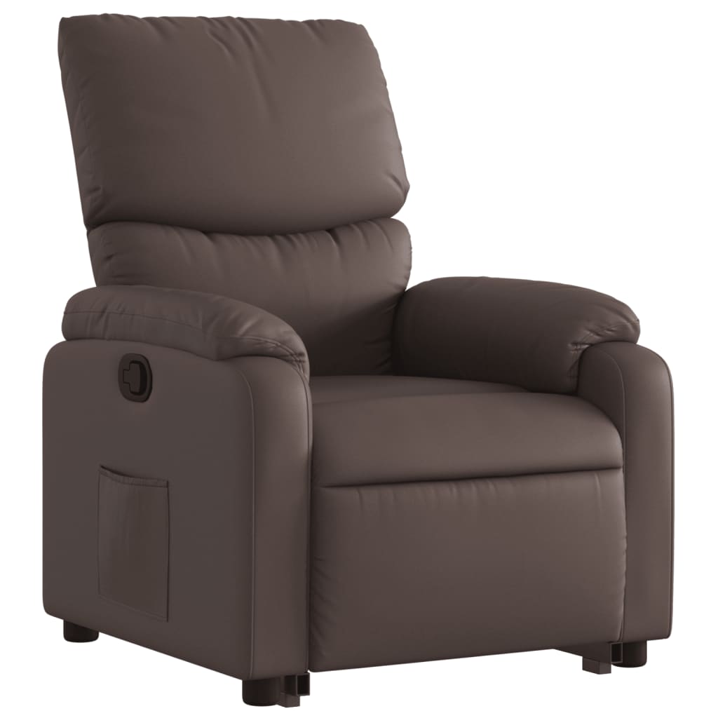 vidaXL Sillón reclinable elevable cuero sintético marrón