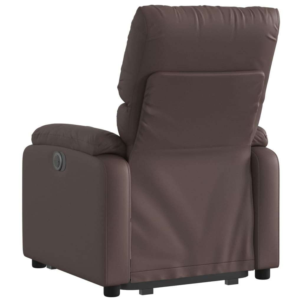 vidaXL Sillón reclinable elevable cuero sintético marrón