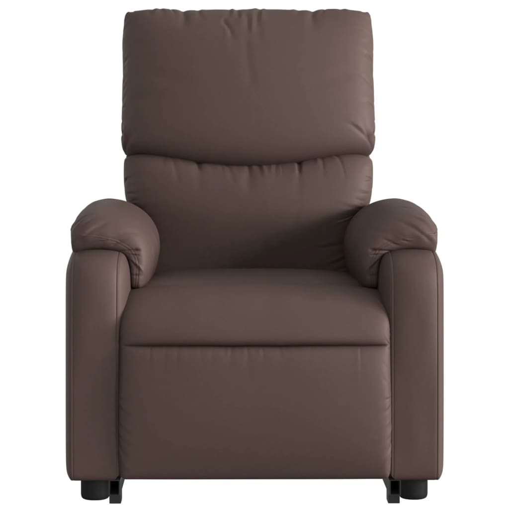 vidaXL Sillón reclinable elevable cuero sintético marrón