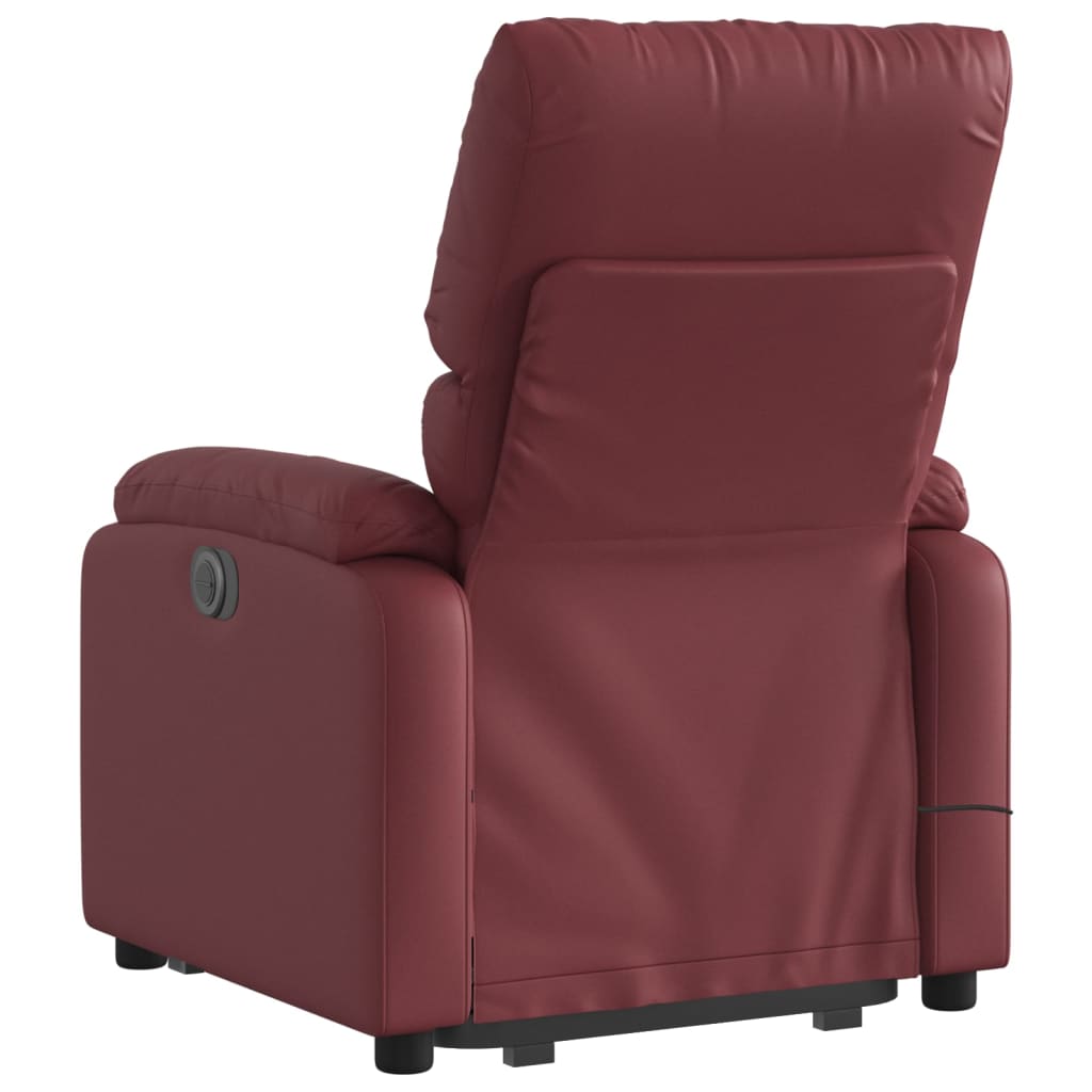 vidaXL Sillón reclinable de masaje de pie cuero artificial rojo tinto